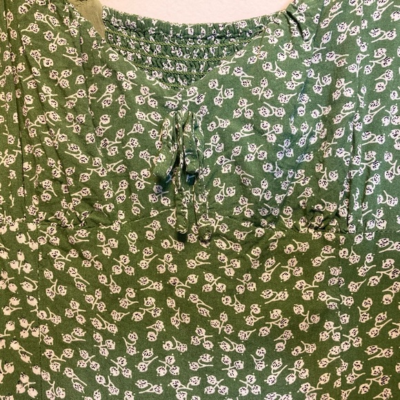 ModCloth XL The Right Puff Mini Dress. Green Floral Ditzy. - Picture 4 of 11